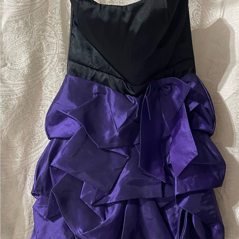 Elegant Black and Purple Ruffle Dress
